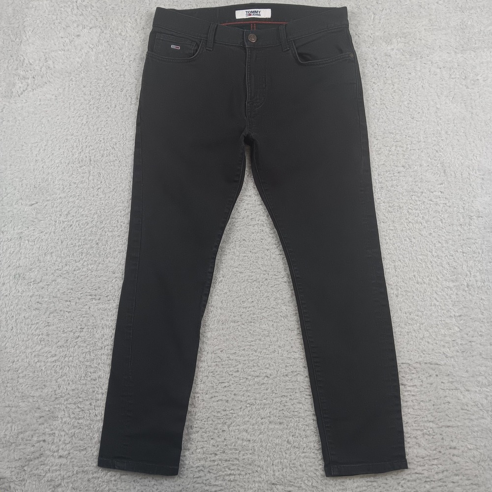 Tommy Jeans Slim Fit Denim Pant Mens 33/30‎ Black Stretch Cotton 5-Pocket